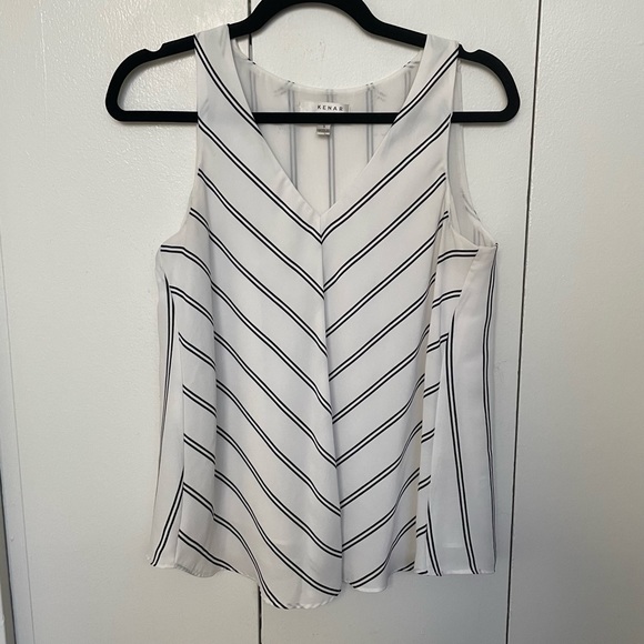Kenar Black and White Striped Blouse - Picture 1 of 3